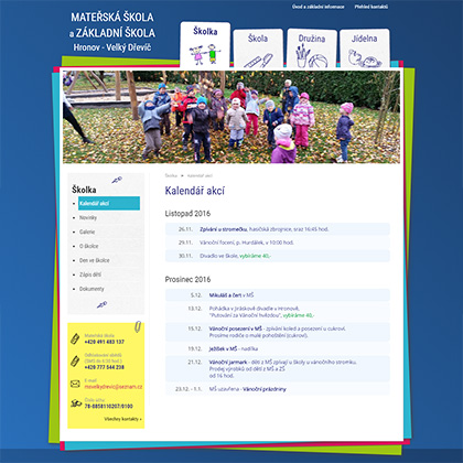 Tvorba a správa webu pro MŠ a ZŠ Velký Dřevíč